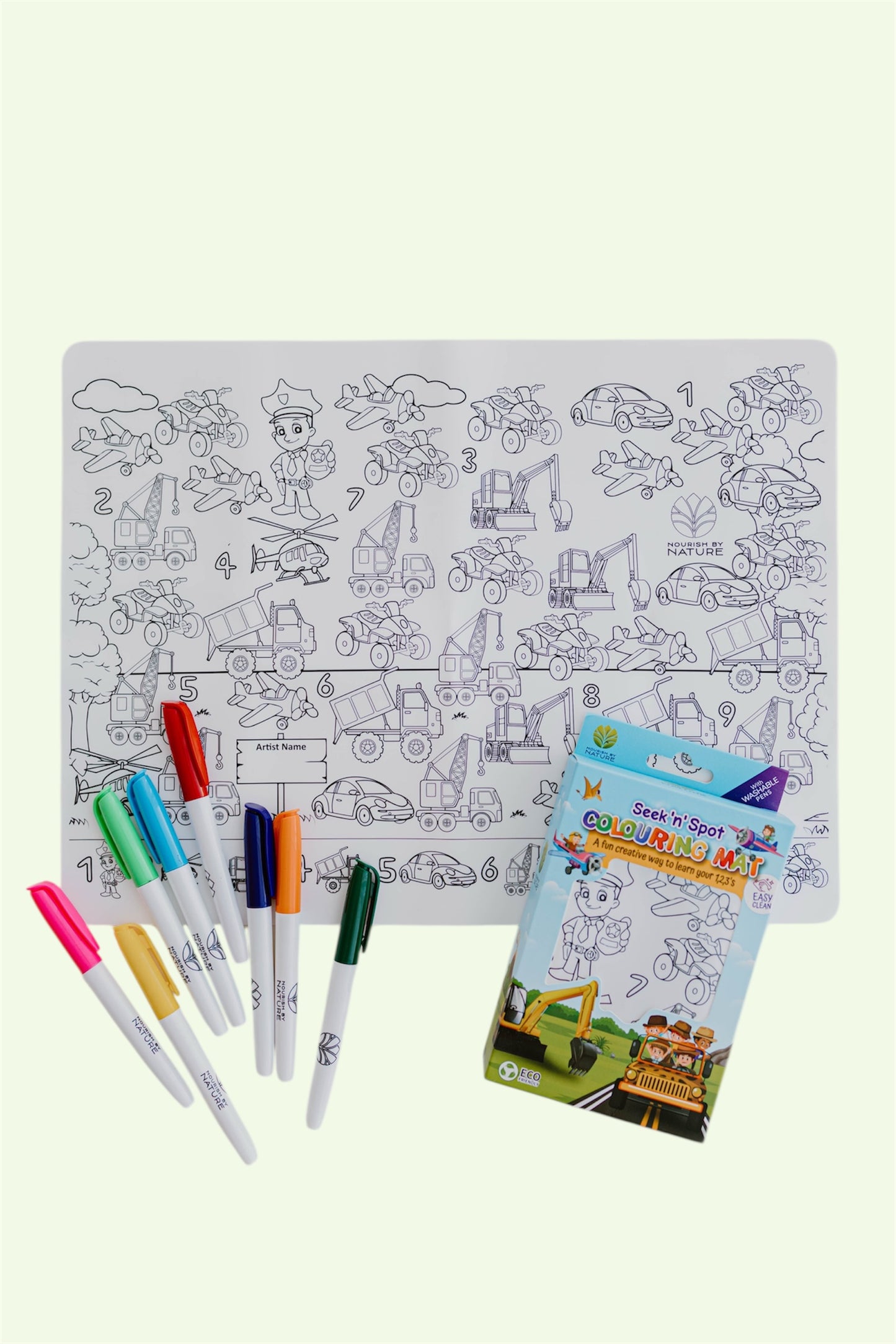 Seek n Spot Silicone Colouring Mat- Cars and Trucks