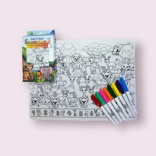 Seek n Spot Silicone Colouring Mat- Animals