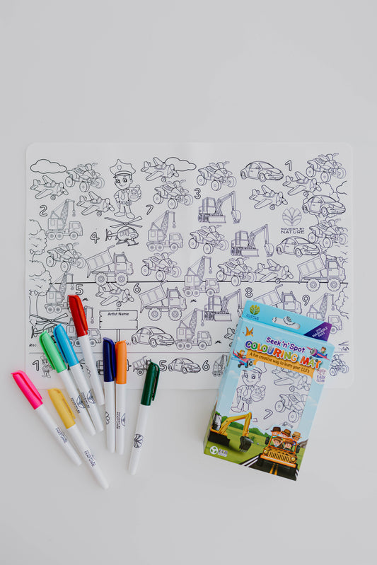 Seek n Spot Silicone Colouring Mat- Cars and Trucks