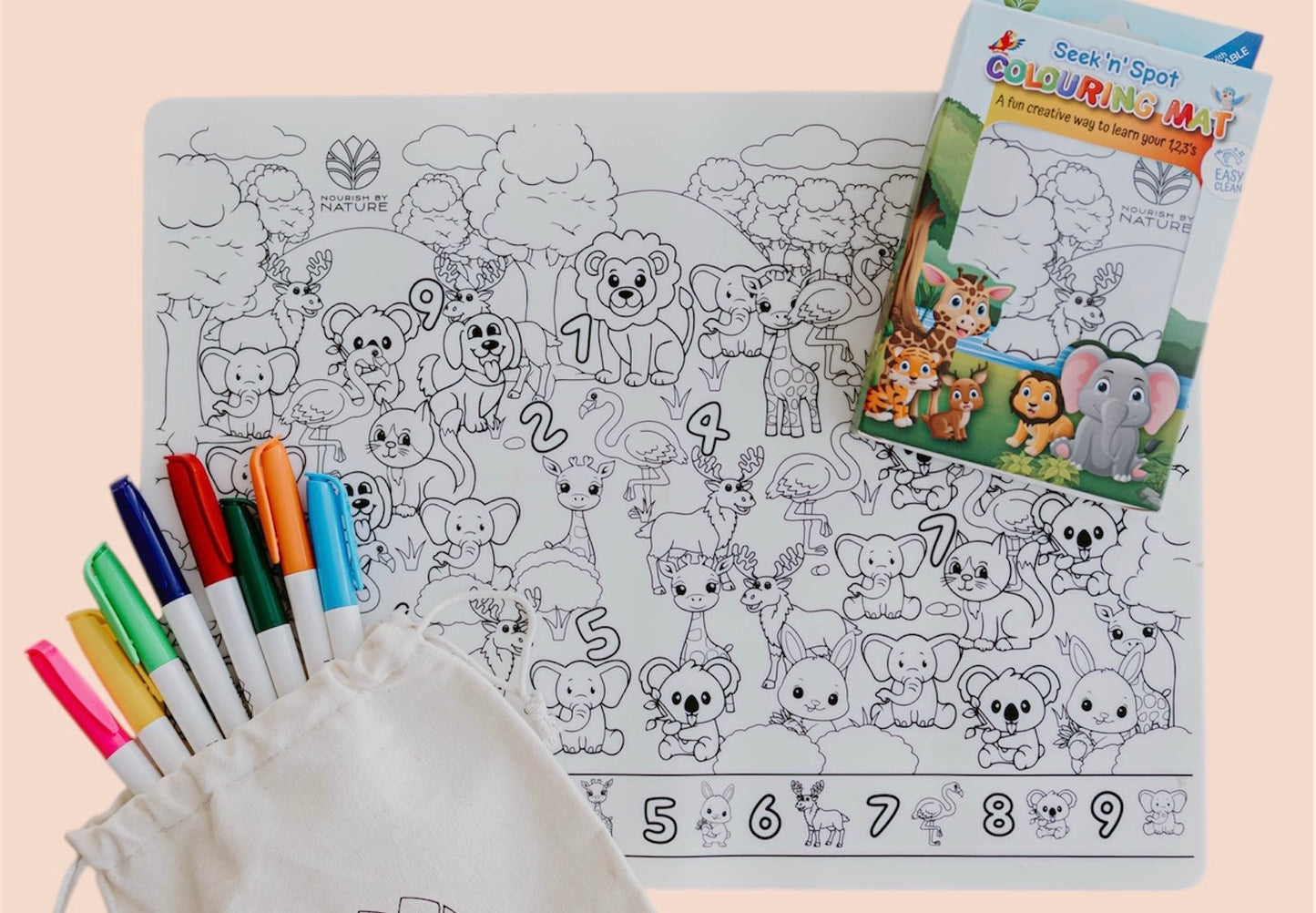 Seek n Spot Silicone Colouring Mat- Animals